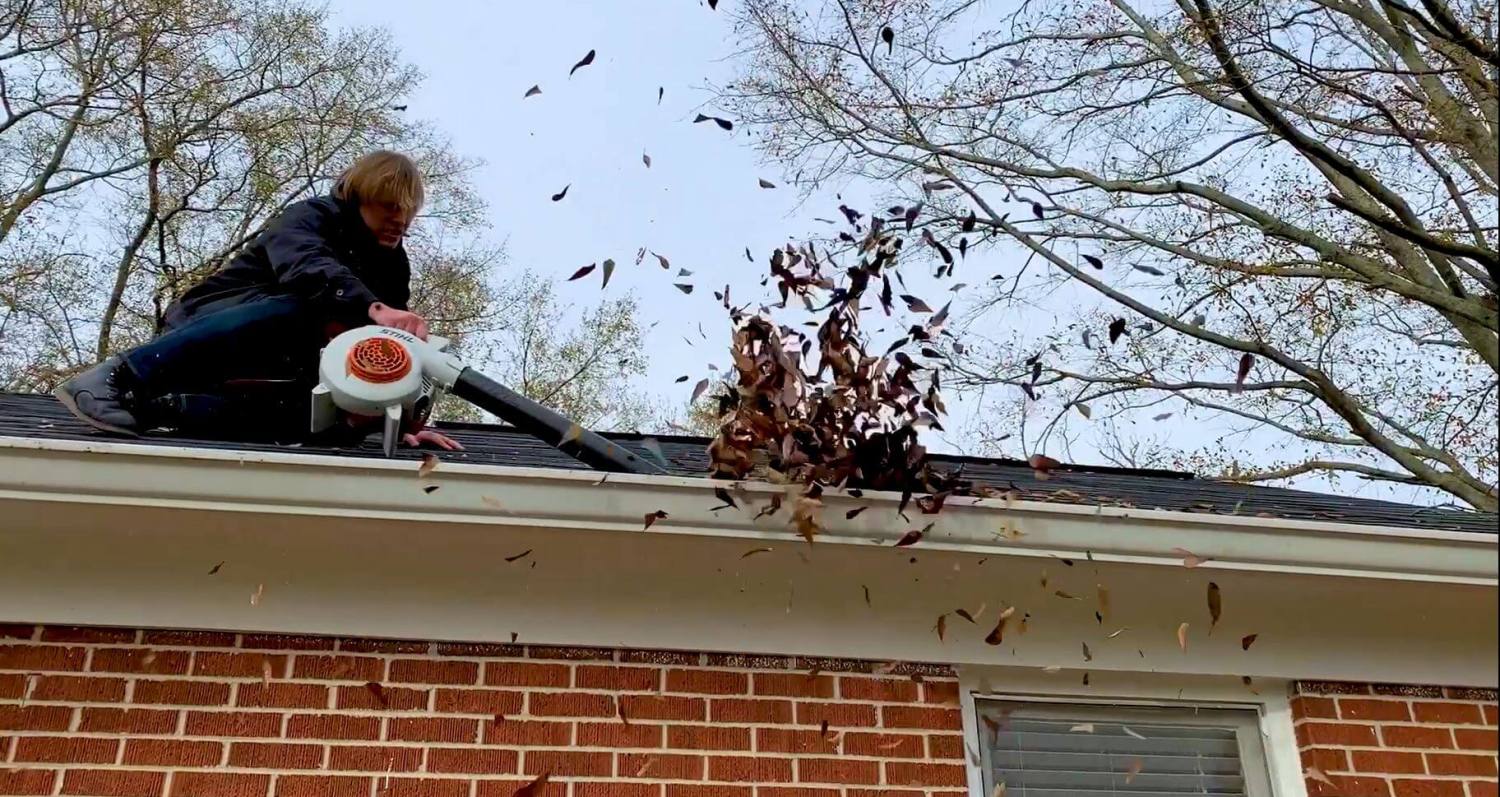 Gutter Cleaning with Leaf Blower